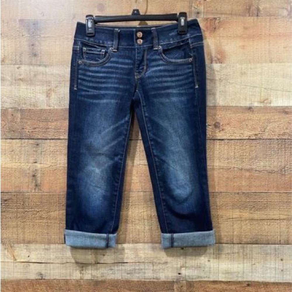 American Eagle Artist Dark Wash Cropped Capris Jeans Size 0
